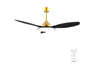 Ventilador de techo - Cecotec EnergySilence 4800 Light GoldBlack, Luz LED 36 W, Mando a distancia, Temporizador, 6 velocidades y 3 aspas, Negro Oro