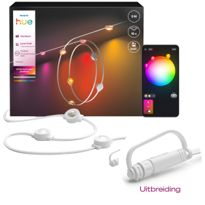 Philips Hue Festavia Permanent Uitbreiding - Witte Snoer 9m Met 16 Lampen Wit En Gekleurd Licht Kleurverloop Tot 50 Lumen Per Lamp Lichtsnoer