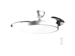 Ventilador de techo - Cecotec EnergySilence Aero 300 Air Invisible Silver, 3 aspas retráctiles, Motor DC 30 W, Luz LED, 6 velocidades, Silver