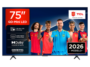 TV QD-Mini LED 75" - TCL 75P8L, UHD 4K, AiPQ Pro Processor, Smart TV, DVB-T2, Negro