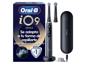 Cepillo eléctrico - Oral-B iO 9S Genius, Seguimiento 3D con app, Sensor de Presión, Estuche Carga, Diseñado Por Braun, Negro