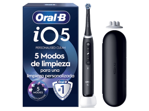 Cepillo eléctrico - Oral-B iO 5S, 1 Cabezal, Estuche De Viaje, Con app, Diseñado Por Braun, Negro