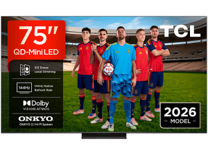 TV QD-Mini LED 75" - TCL 75C6K PRO, UHD 4K, AiPQ Processor, Smart con Google TV, Dolby Vision-Atmos, Negro