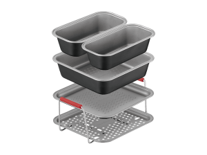Accesorio Freidora - Moulinex Dail'Easy, Set de 5 piezas para freidora aire, Molde universal, 4.6 L, Mangos ergonómicos, Antiadherente, Gris
