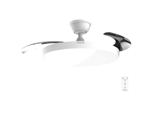 Ventilador de techo - Cecotec EnergySilence Aero 300 Air Invisible, Aspas retráctiles, Luz LED, 6 velocidades winter-summer, Mando a distancia, Blanco