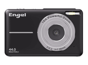 Cámara - Engel EC 2400 B, 8 MP (hasta 44MP interpolados), FHD, Digital, Compacta, Apertura de F/2.2, 16x Zoom, Pantalla 2.4", Negro