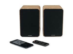 Altavoz de estantería - Thomson WS602DUO, 100 W, Bluetooth 5.0, 2 entradas RCA, Mando a distancia, Ecualizador, Marrón