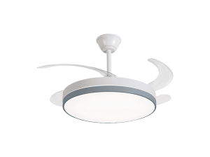 Ventilador de techo - ok. OCF 4826 ES, 80W, 6 Velocidades, Temporizador, Aspas Retráctiles, Altura Ajustable, Blanco/Gris