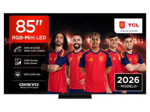 TV RGB Mini LED 85" - TCL 85RM7L, 4K, TSR AiPQ, Smart TV,HDR de hasta 2000 nits, Dolby Vision y Atmos, Panel HVA Pro, Negro