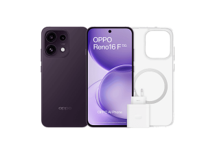 Móvil - OPPO Bundle Reno16 F, Púrpura Negro, 256 GB, 8 GB RAM, 6.57" AMOLED, Mediatek Dimensity 7300, 6500 mAh, Incluye Funda y Cargador