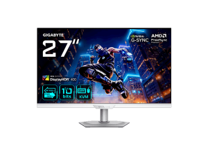 Monitor gaming - Gigabyte M27UP ICE, 27" UHD 4K, 160 Hz, 1 ms, IPS, Altura Ajustable, Altavoces Incorporados, Blanco