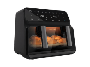Freidora de aire - Cecotec Cecofry Advance 9000 Window, 2200 W, 9 L, Doble Cesta, 4.5 6 Modos, Negro