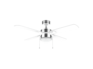 Ventilador de techo - Cecotec EnergySilence Aero 450 IronWhite, 4 aspas, 50W motor cobre, 3 velocidades, Modo winter/summer, Cadena, Blanco/plata