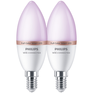 Philips Smart Lighting Kaarslamp 2-pack - Slimme Led-verlichting Gekleurd En Wit Licht E14 40w Mat Wi-fi Ledlamp