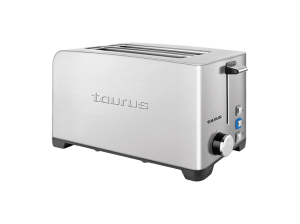 Tostadora - Taurus MyToast Legend Duplo, 1400W, 2 Ranuras extra largas, 3 Funciones: descongelar, recalentar y cancelar, Inox