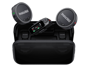 Micrófono - Insta360 Mic Pro (2 TX + 1 RX), 2 Emisores Receptor, Cancelación de ruido controlada por IA, Negro
