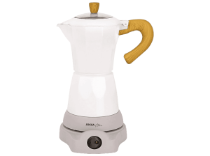 Cafetera tradicional - Jocca 2188, 0.26 l, Aluminio, 480 W, 6 Tazas, Italiana, Eléctrica, Sin Cables, Blanco/Madera