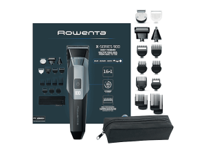 Cortapelos - Rowenta TN9710, Recortadora Multigroom 16 en 1, Cuchillas con revestimiento de Titanio, 360 min, 7 peines para pelo, Motor 8000 rpm Azul