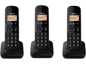 Teléfono - Panasonic KX-TGB613SPB, Inalámbrico, 1.4", 3 unidades incluidas, Hasta 18h, 50 entradas, Negro