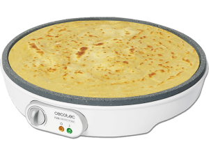 Crepera - Cecotec Fun Crepestone, 1000 W, 30.5cm, Revestimiento RockStone, Libre de PTFE y PFOA, Blanco
