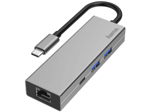 Hub - Hama 00200108, LAN, USB Tipo-C, 3.2, 100W, Gris