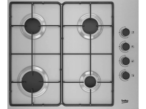 Placa de gas - Beko HIGG 64103 SX, 4 zonas, Gas Butano, 61 cm, Inox