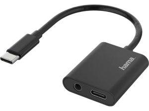 Adaptador USB-C a Jack - Hama 00200319, De conector enchufe 3.5 mm / USB-C, Negro