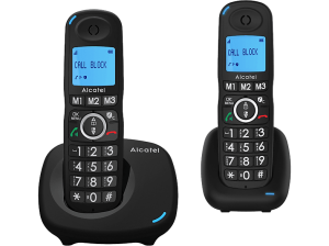 REACONDICIONADO Seminuevo Muy bueno Teléfono - Alcatel XL535, 2 unidades, Función manos libres, 3 teclas memoria directa, alarma, Negro