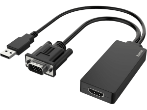 Adaptador - Hama 00200342, VGA+USB Plug HDMIâ„¢ Socket, Full HD 1080p, Negro