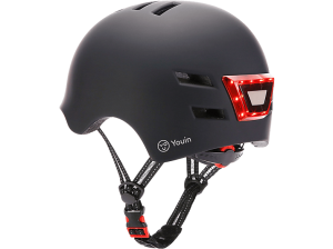 Casco - Youin LED, Para patinete eléctrico o bicicleta, Talla L, Luz trasera, Negro