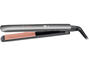 Plancha de pelo - Remington S8598, Revestimiento cerámico, Keratina y aceite almendras, 5 niveles, Gris
