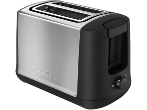 Tostadora - Moulinex Subito LT3408, 850 W, 2 ranuras, 7 niveles de tostado, Función descongelar y recalentar, Bandeja recogemigas, Acero Inox.