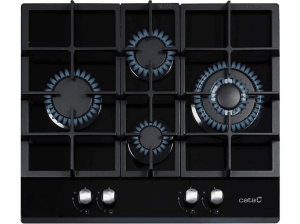 Placa de gas - Cata LCI 6031, 4 zonas, Gas Natural, 64 cm, Negro
