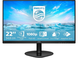 Monitor - Philips 221V8, 21.5"FHD, 4 ms, 75 Hz, SmartContrast, Mod EasyRead, LowBlue Mode, Negro