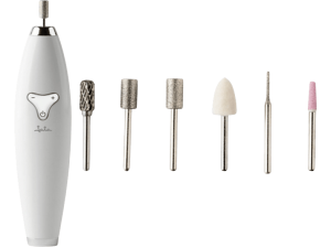 Set de manicura y pedicura - Jata JBSM1200, 6 En 1, Motor doble sentido, Blanco + Caja magnética