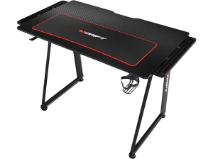 Mesa gaming - Drift DRDZ75, Acabado en fibra de carbono, Alfombrilla lavable, 113 x 60 75 cm, Negro