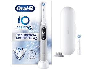 Cepillo eléctrico - Oral-B iO 6S, Con 2 Cabezales y 1 Estuche De Viaje, Diseñado Por Braun, Gris