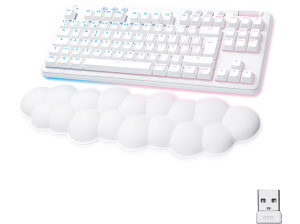Teclado gaming - Logitech G G715 Tactile Aurora Collection, Bluetooth, Retroiluminación, Lightsync, Lightspeed, Interruptores lineales, PC/Mac, Blanco