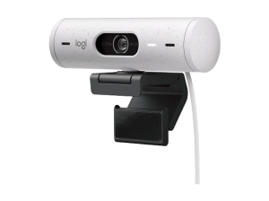 Webcam - Logitech Brio 500, Full HD 1080p, Enfoque automático, Micrófonos con reducción de ruido, Obturador privacidad, USB-C, Blanco
