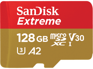Tarjeta Micro SDXC - SanDisk Extreme®, 128GB, Hasta 190MB/s, U3, V30, A2, C10, Apta Drones, 4k UHD, Multicolor
