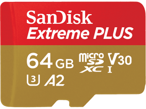 Tarjeta Micro SDXC - SanDisk Extreme® PLUS, 64 GB, Lectura hasta 200 MB/s, UHS-I, U3, C10, A2, V30, Multicolor