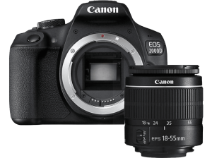 REACONDICIONADO Seminuevo Muy bueno Kit cámara réflex - Canon EOS 2000D, 24.1 MP CMOS APS-C, Vídeo FHD, Negro
