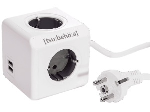 Regleta - PowerCube BXPC1400 Gris, 4 tomas + USB, alargo