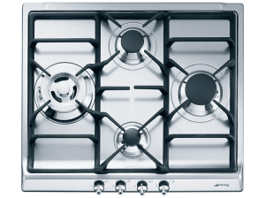 Placa de gas - Smeg Ser60Sgh3, 4 zonas, Gas Natural, 60 cm, Inox