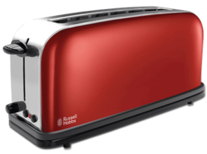 Tostadora - Russell Hobbs Colours Plus+ Rojo, 1 ranura larga, 6 niveles, Descongelado, Rojo