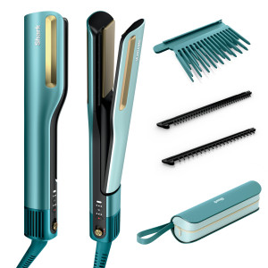 SilkiPro Straight Lisseur + Sèche-cheveux tout-en- un avec étui de rangement résistant à la chaleur - Turquoise Turquoise   HT401EUBL   par SharkNinja