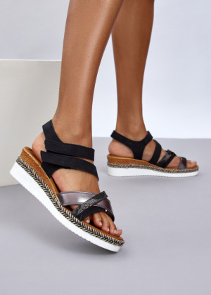 Black Wedge Sandals