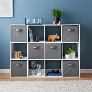 17 Stories Azriella 118cm H x 89cm W Cube Bookcase White;Gray 118cm H X 89cm W X 28cm D