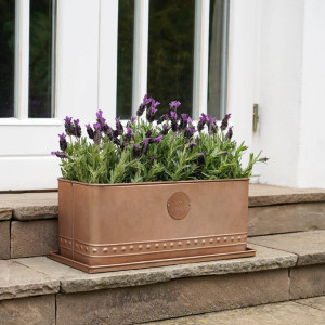 Ivyline Metal Pot Planter Aged Copper 17 cm H x 43 cm W x 19 cm D