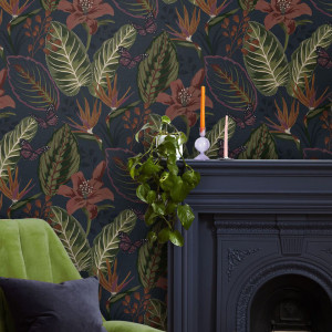 Envy Eden Floral Wallpaper Navy
